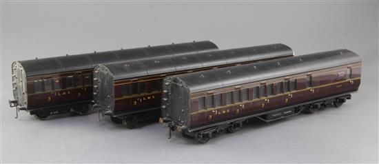 A set of three Exley LMS coaches, no.20088, 10009 and 23222